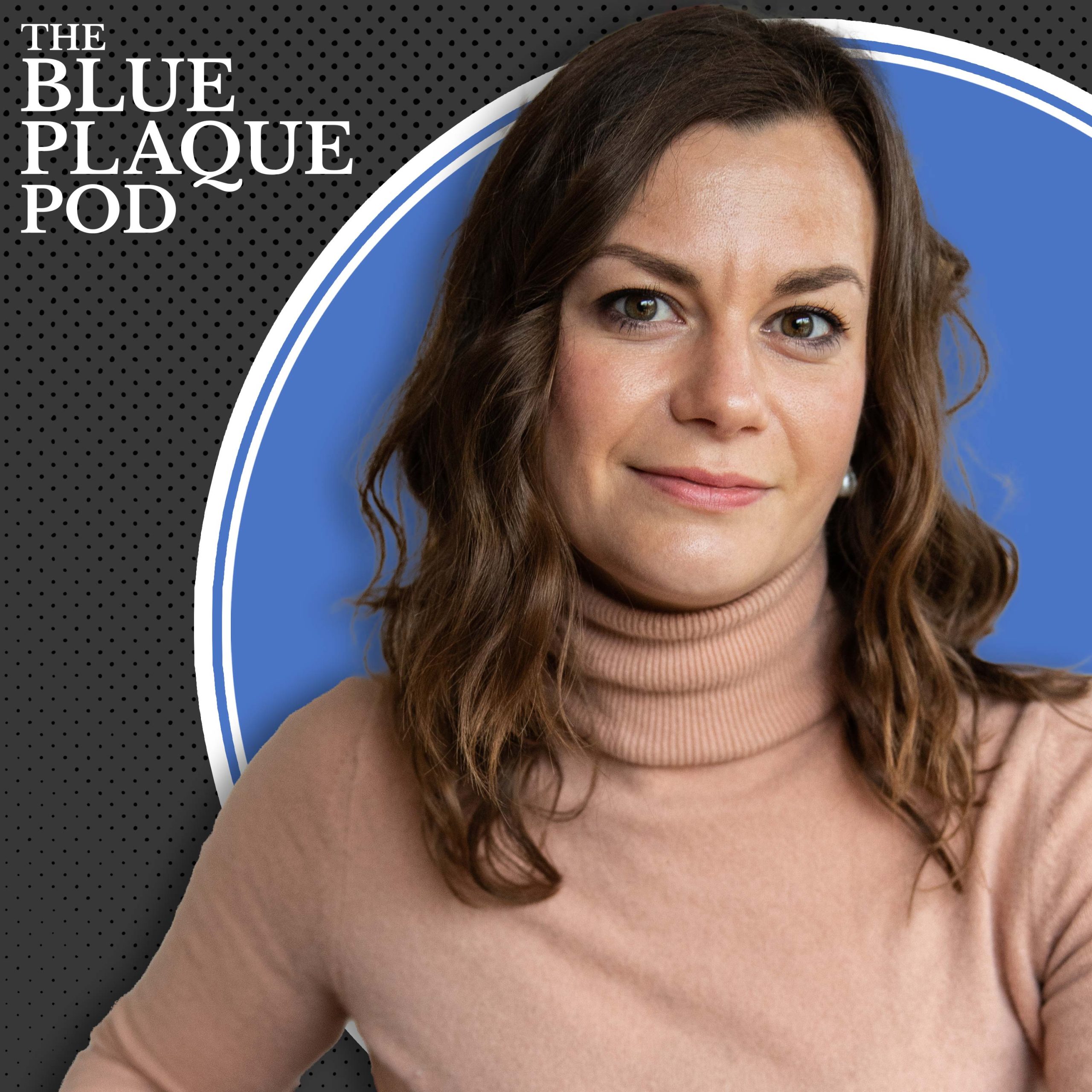 The Blue Plaque Pod series cover featuring host Kassia St Clair